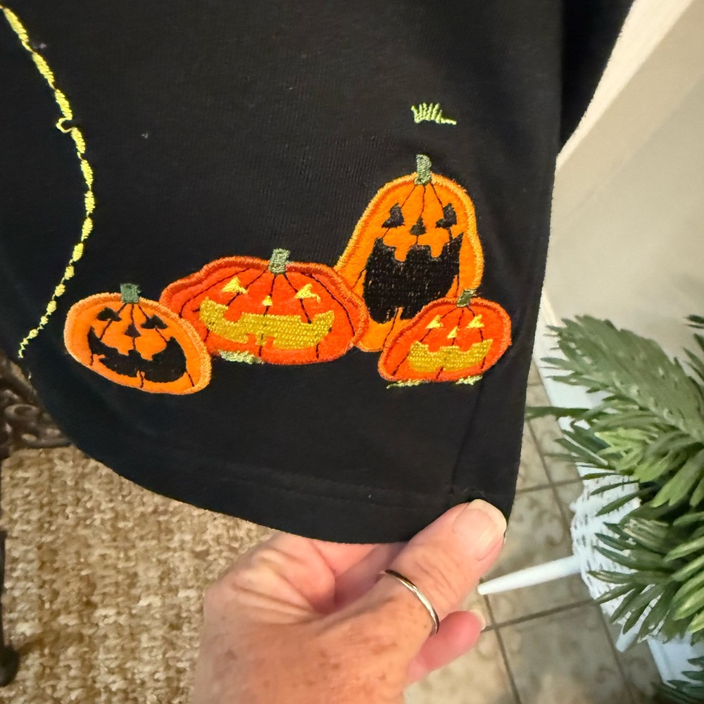 Onque Casuals Fun Halloween Full Zip Cardigan Shacket LS S Ghost & Pumpkins - Picture 13 of 15